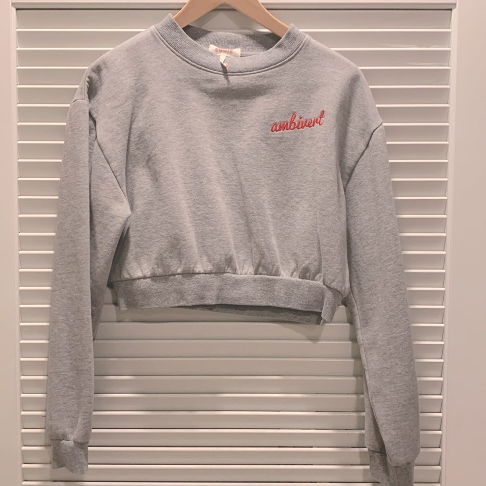Cropped crew neck sweatshirt